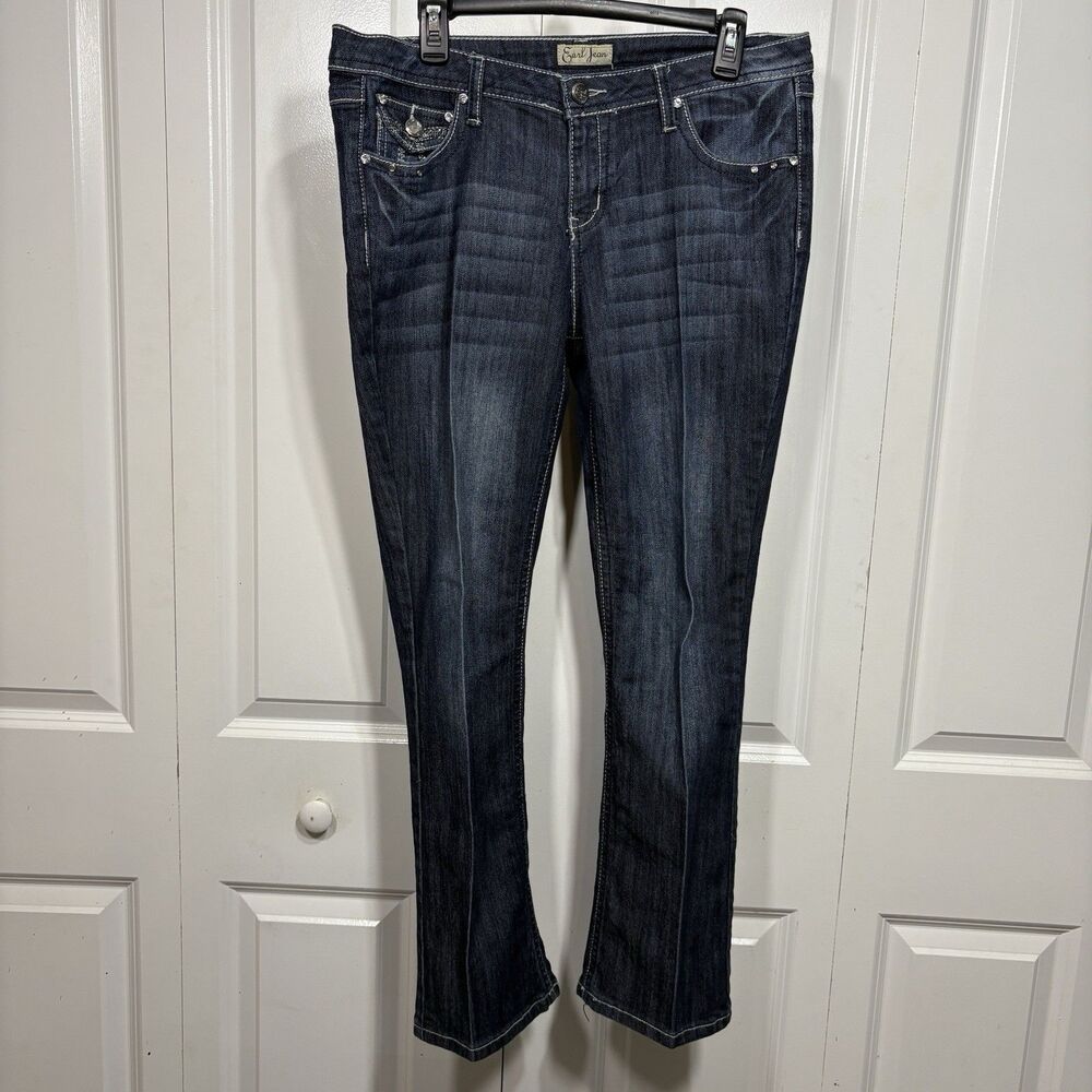 Earl Jean Jeans Women 10P Bootcut Embellished Pockets Rhinestone Bling Denim